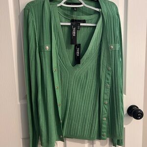 White House Black Market Green Sweater Cardigan